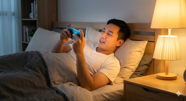 Thường xuyên thức khuya gây ảnh hưởng không nhỏ tới chức năng sinh lý của nam giới. (Ảnh minh họa AI)