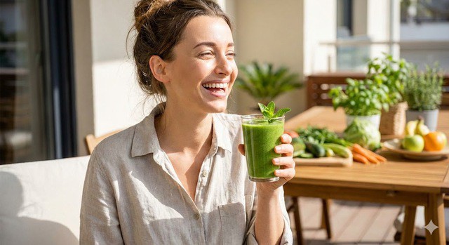 Bổ sung vitamin và khoáng chất từ nước ép giúp cơ thể thải độc trong kỳ nghỉ. (Ảnh minh họa AI)