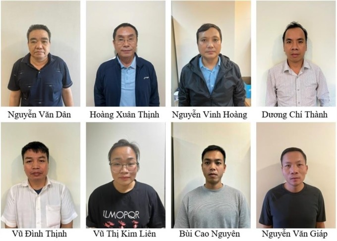 Nguyễn Văn Dân và một số bị can trong vụ án. Ảnh: Bộ Công an