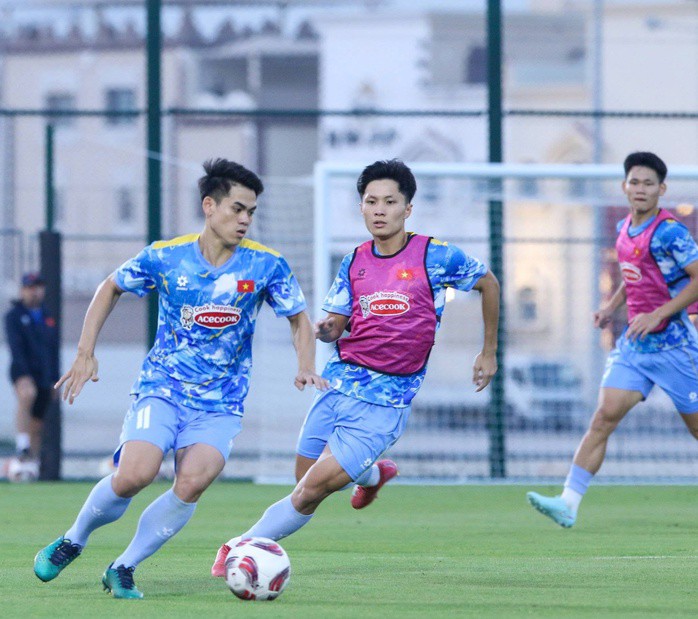 U23 Việt Nam đang nỗ lực tập luyện tại Qatar. (Ảnh: VFF)