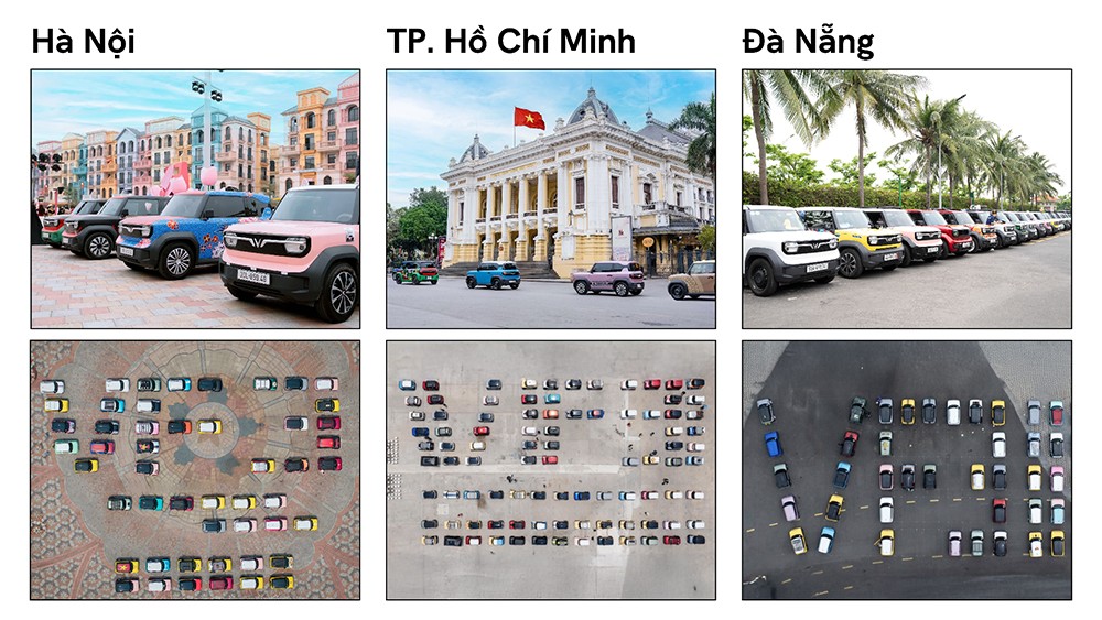 Các thí sinh tham gia xếp hình chữ “VF 3” cùng hơn 1,500 người tham dự.