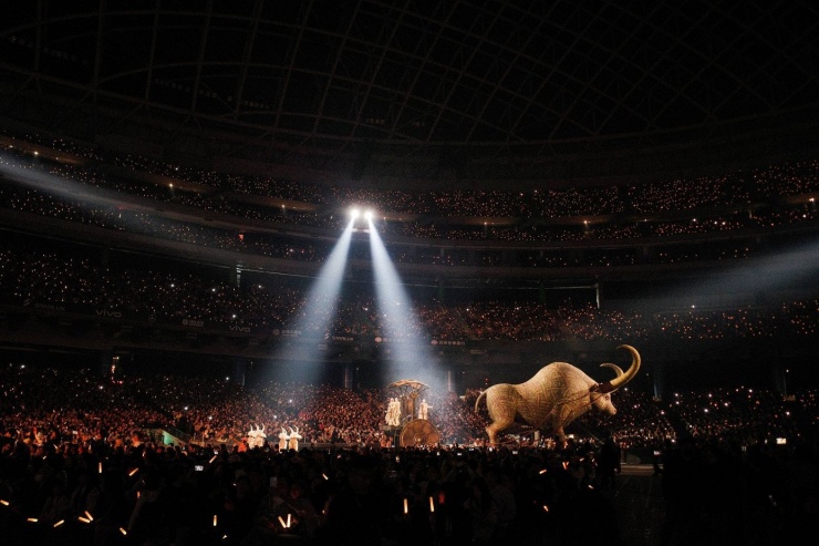 Nữ ca sĩ cưỡi mãng xà dài 30 m trước 40.000 người - 6