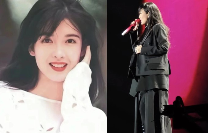 Châu Huệ Mẫn, 58 tuổi, biểu diễn hôm 29/12 và gây chú ý với trang phục rộng, gương mặt trang điểm kỹ nhưng không giấu được dấu thời gian. Các bình luận trên Weibo nói 'Ai rồi cũng sẽ khác', 'Mỹ nhân một thời giờ đã trung niên'... Không ít người còn nhận thấy khả năng ca hát của cô không còn tốt như trước. Cô không chỉ thường xuyên hát lạc giọng mà còn trông yếu ớt và thiếu sức sống. Ảnh: QQ