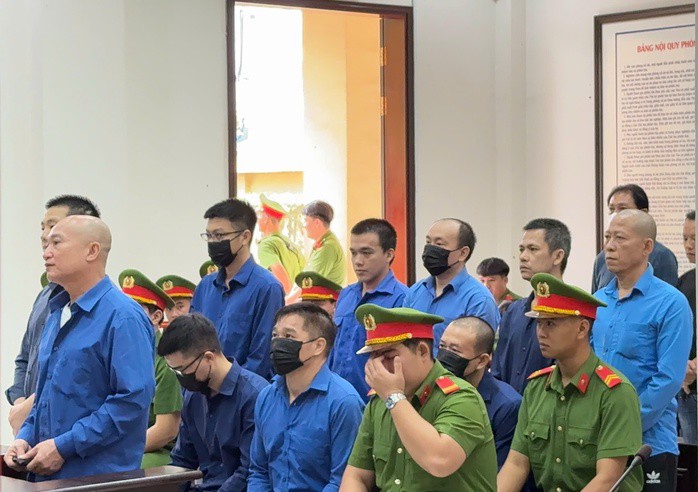 Các bị cáo tại phiên xét xử sơ thẩm tại TAND Khu vực 7, TPHCM