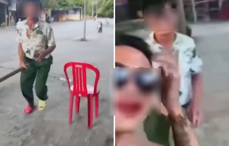 Vụ va chạm giữa nam thanh niên và người đàn ông lớn tuổi đang được Công an phường Tây Hoa Lư xác minh, làm rõ. Ảnh cắt từ clip.