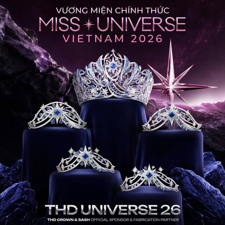 Vương miện cho tân Hoa hậu cùng 4 Á hậu của Miss Universe Vietnam 2026.