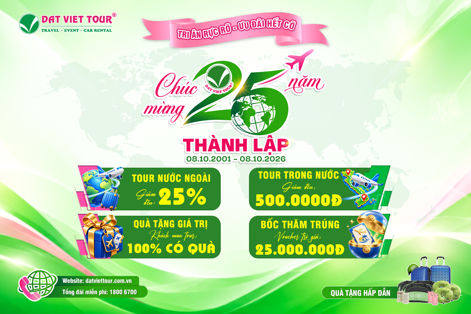 Đất Việt Tour tri ân khách hàng nhân dịp 25 năm thành lập - ưu đãi đến 25%.