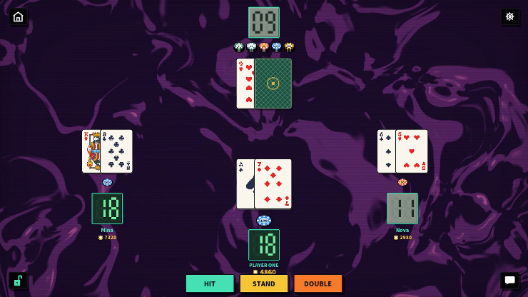 Giao diện hoài cổ của game bài "Pixel BlackJack".