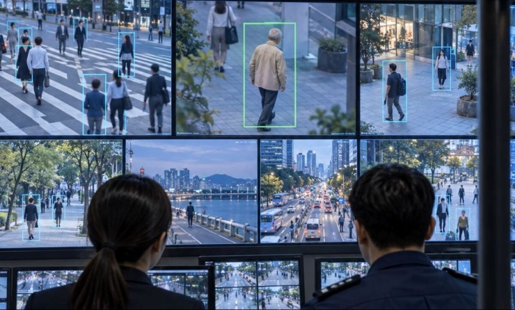 Hàn Quốc tích hợp trí tuệ nhân tạo (AI) vào mạng lưới camera an ninh. Ảnh: reporteasia.com