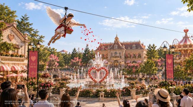 Quảng trường ngập sắc hoa hứa hẹn những cuộc hẹn Valentine lãng mạn và đầy bất ngờ