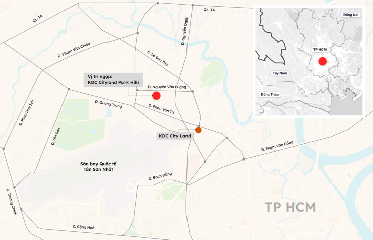 Vị trí khu dân cư Cityland Park Hills. Đồ họa: Tâm Thảo