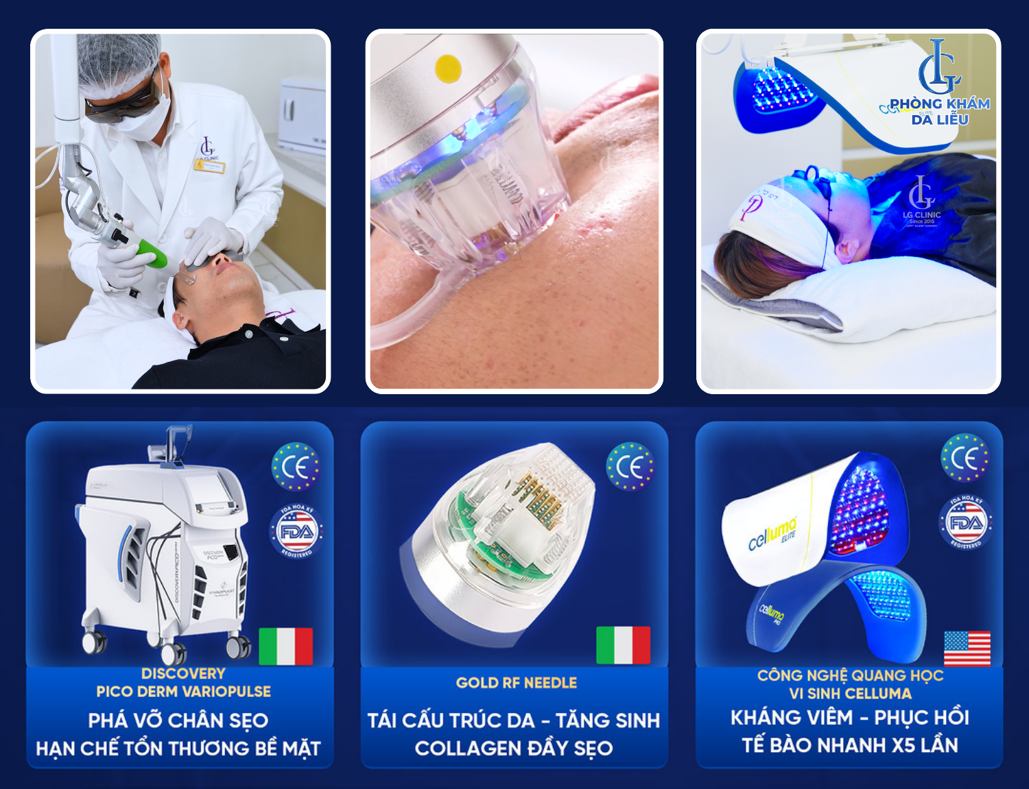 Ba công nghệ hiện đại được bác sĩ tại Phòng khám Da liễu LG Clinic ứng dụng trong phác đồ Triple Treatment