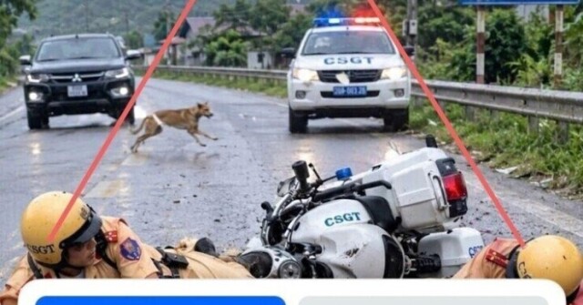 Hình ảnh 2 CSGT gặp tai nạn ở Thái Nguyên là sản phẩm của AI