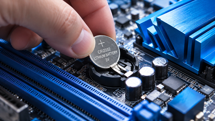 Hình ảnh thay thế pin CMOS cho mainboard máy tính.