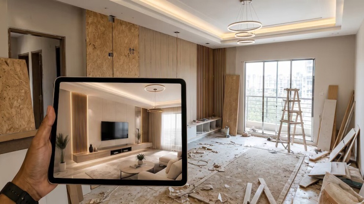 Trước khi yêu cầu bất kỳ thiết kế nào, AI cần phải nhìn thấy chính xác những gì đang có: vị trí cửa sổ, màu sắc sàn nhà và đồ nội thất có sẵn trong phòng.