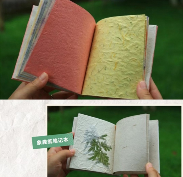 Sổ tay giấy làm từ phân voi. (Ảnh: Trang thông tin của khu du lịch)