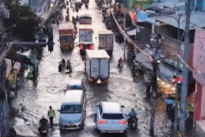 TP HCM ngập do triều cường nhìn từ trên cao