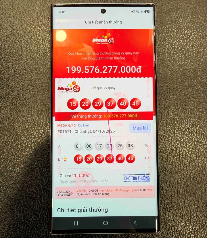 Thông báo trúng thưởng của chị N. (Ảnh: Đ.V)
