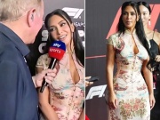 Nàng Kim "siêu vòng 3" mặc váy bó sát khoe thân hình đồng hồ cát, cổ vũ siêu sao F1