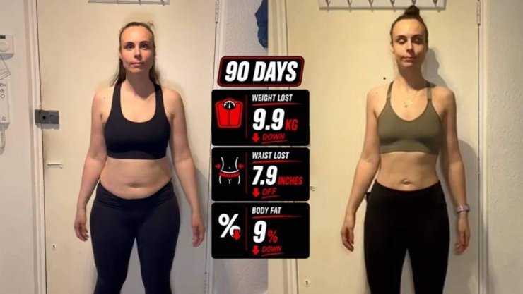 Bojana trước (trái) và sau giảm cân. Ảnh chụp màn hình