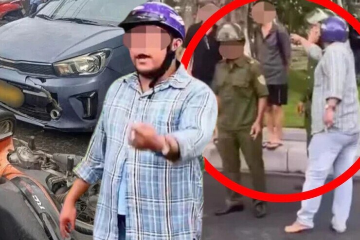 Người đàn ông đi xe máy ngược chiều, bóp cổ, đánh tài xế ô tô sau va chạm