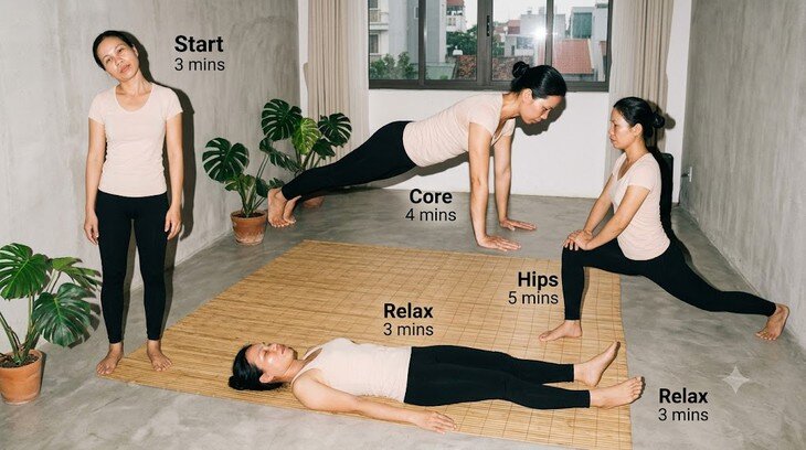 Thường xuyên tập luyện nhẹ nhàng cũng giúp giảm mỡ, tăng sự dẻo dai cho cơ thể. Ảnh minh họa AI.