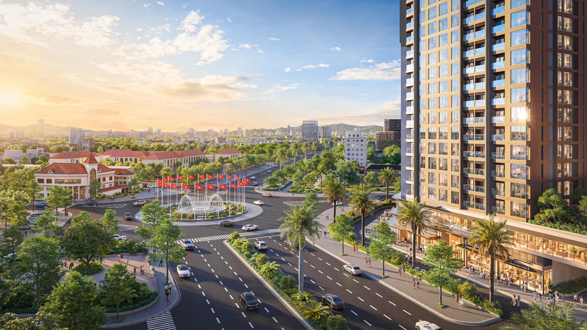 Khối đế thương mại 25.000m2 quy tụ chuỗi dịch vụ mua sắm, giải trí và ẩm thực đa dạng, đáp ứng trọn vẹn nhu cầu của cư dân. Ảnh: Sun Property.