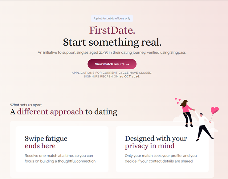 Giao diện của trang web hẹn hò FirstDate.
