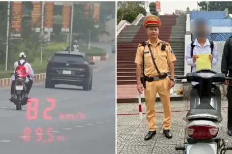 Nam sinh 16 tuổi chạy xe máy hơn 80km/h, quay đầu khi gặp CSGT