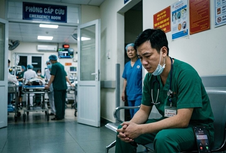 Những cuộc gọi giữa ca trực và nỗi day dứt của người bác sĩ. (Ảnh: AI)