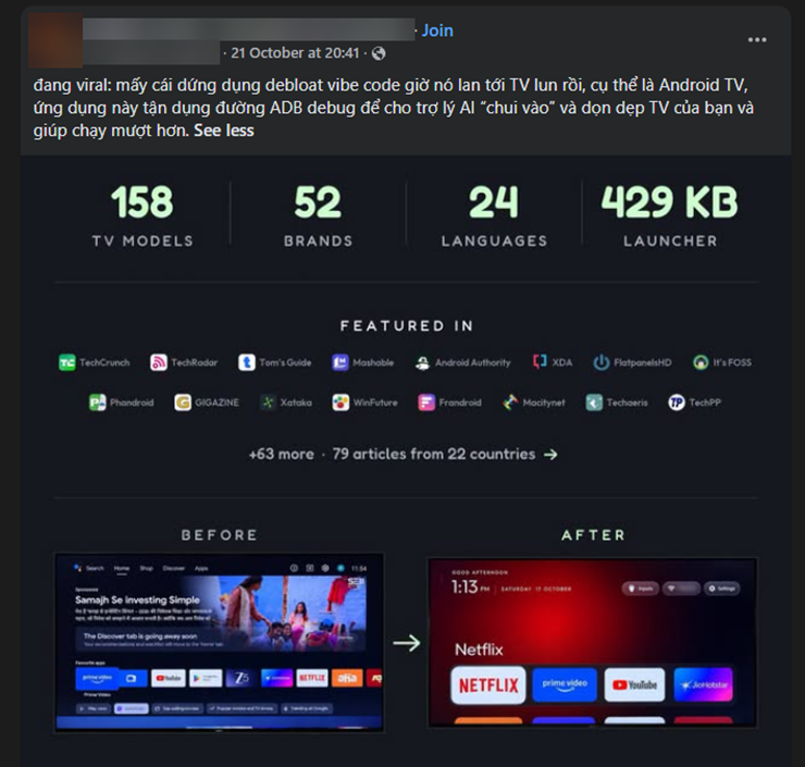 Một bài chia sẻ về phong trào "dọn rác" cho Smart TV.