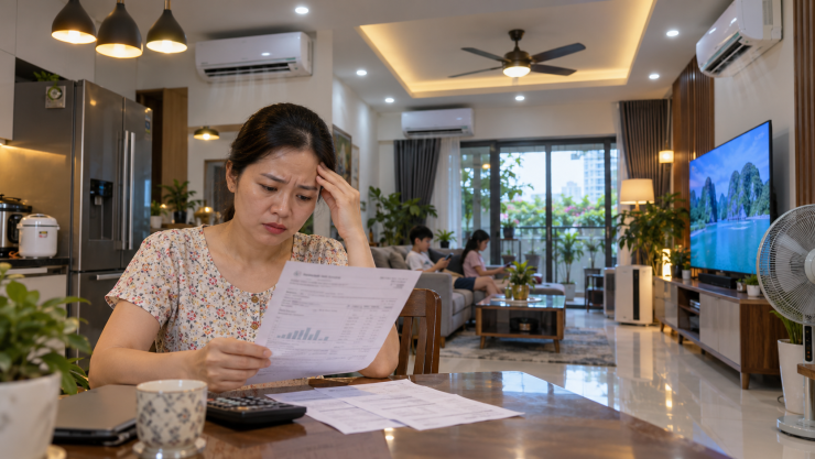Những hộ sử dụng nhiều điện có thể phải trả chi phí cao hơn theo phương án biểu giá điện sinh hoạt mới (Ảnh minh họa: ChatGPT)