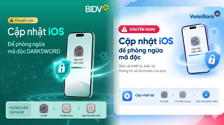 Các ngân hàng lớn cảnh báo "nóng" về mã độc nguy cơ mất an toàn tài khoản khách hàng. Ảnh: Chụp màn hình.