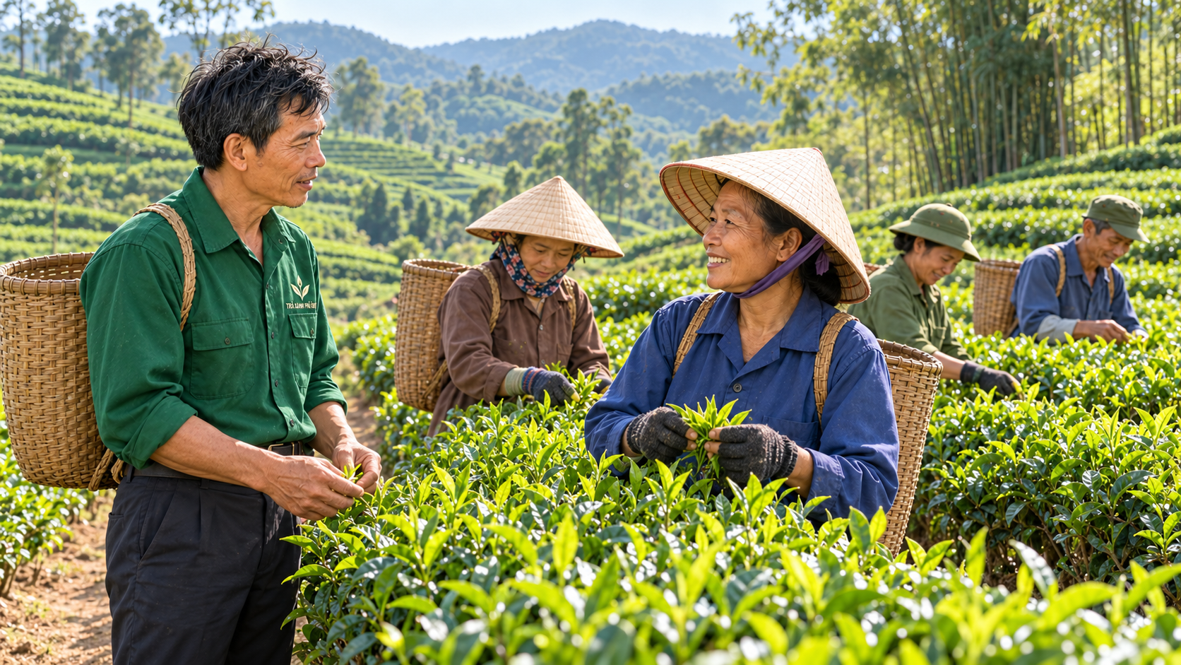 Ông Tô Văn Phú đang quan sát tuyển chọn trà