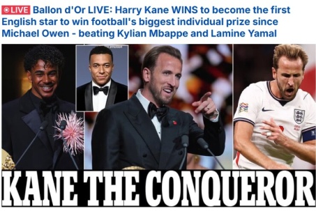 Harry Kane giành "Quả bóng vàng 2026": Báo chí Anh mở hội, gọi tên "Nhà vua"